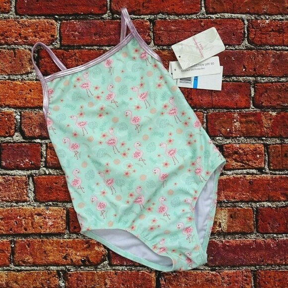 NWT Tommy Bahama Kids Swimsuit One-Piece Flamingo Baby Girls 24 Mos - Picture 2 of 10